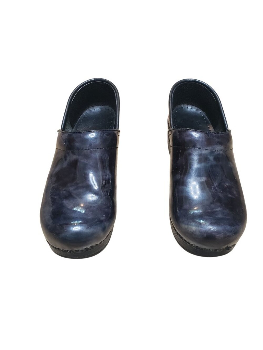 Dansko Womens Professional Black Marbled Leather Clogs Size 38 EU